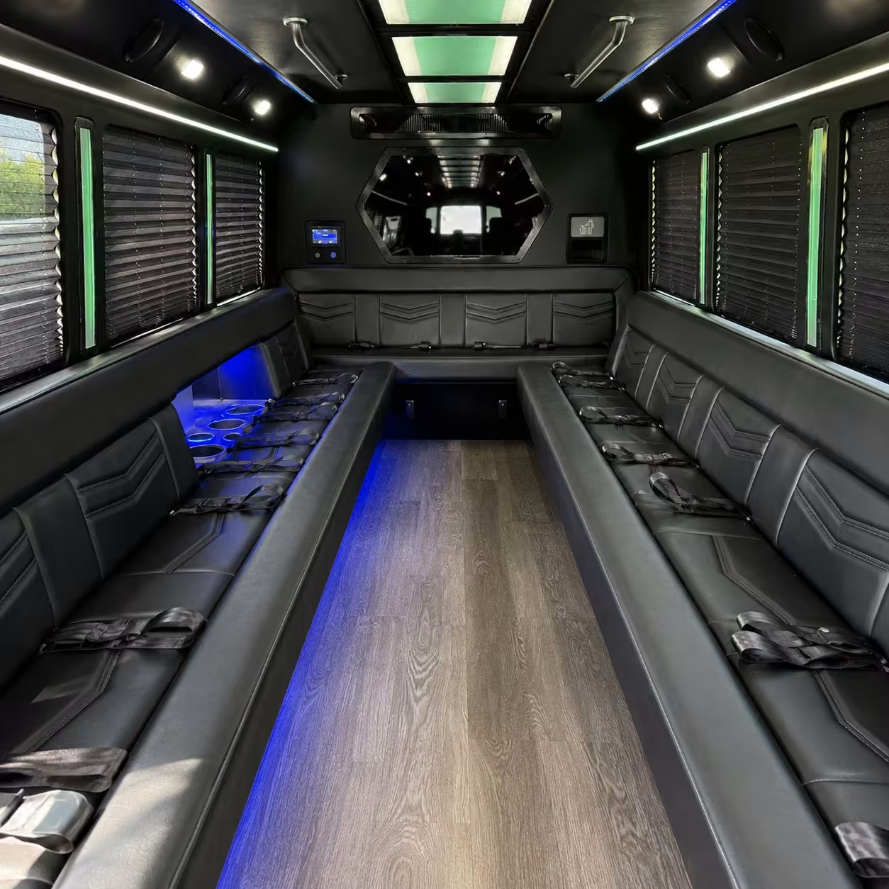 20 passenger party bus inside