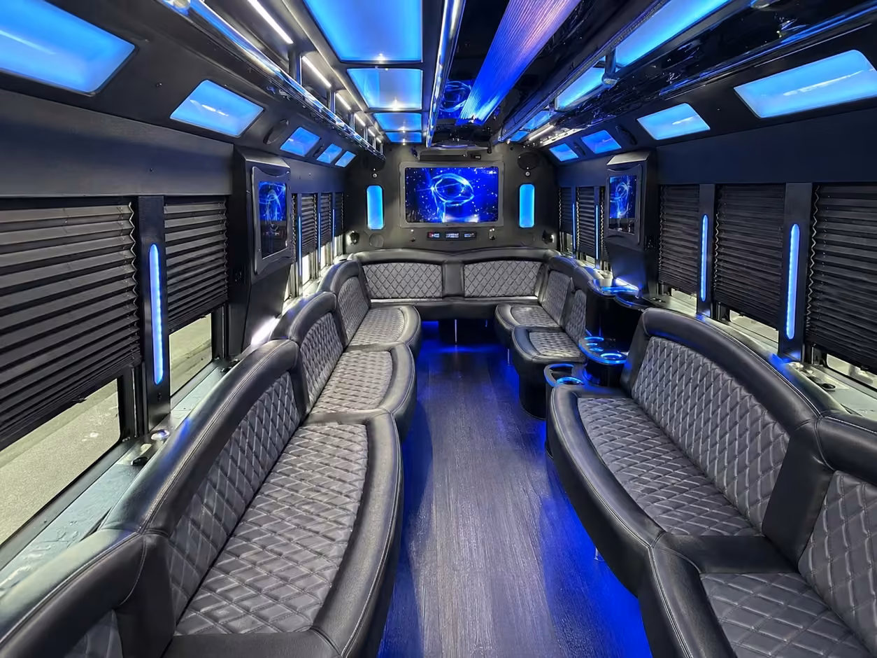 20 passenger party bus interior
